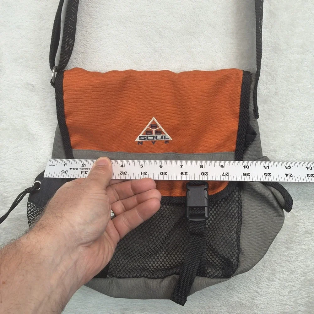 Vintage Triple Five Soul 555 Messenger Bag Orange Gray Y2K Crossbody Streetwear